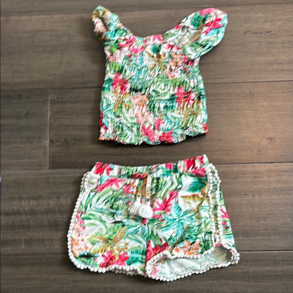 Kiss Kids Matching Set - Pink and Green Floral